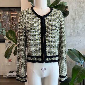 Alice + Olivia Bright Green and Black Tweed Blazer